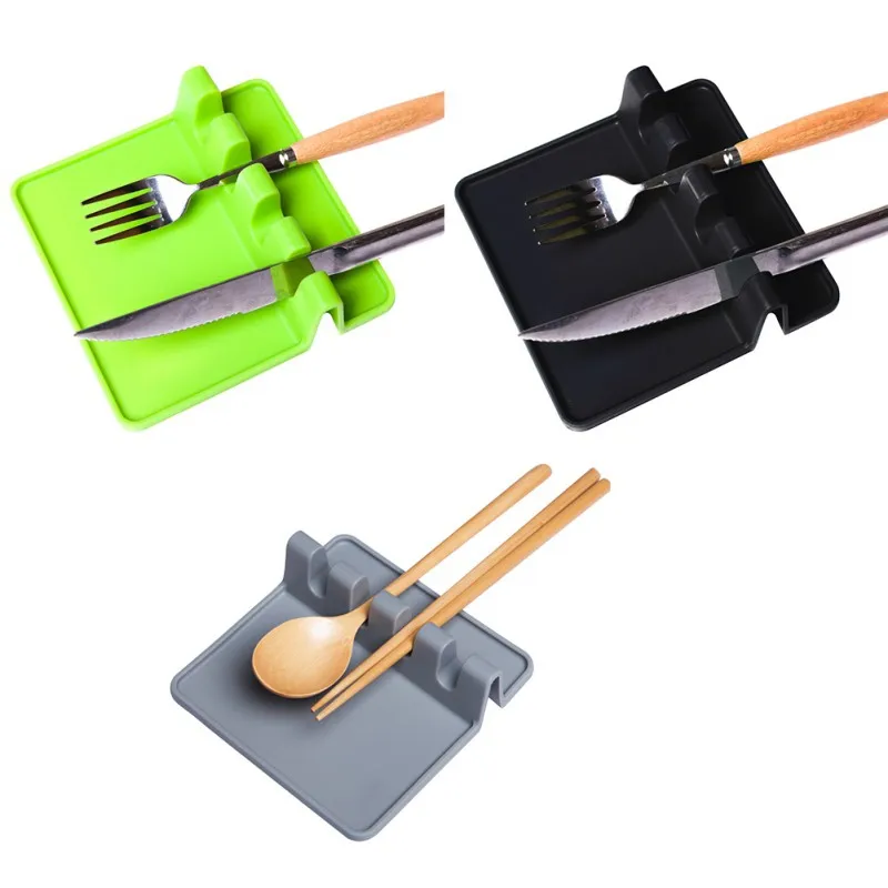 

NORBI Kitchenware Kitchen Silicone Spoon Rest Utensil Spatula Holder Kitchen Cooking Tools Heat Resistant 2018 Hot Sale