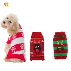 Рождественский свитер собак Knitten водолазка зимняя Рождественская одежда мелких животных такса Cat пуловер со снежинками костюм DOGGYZSTYLE