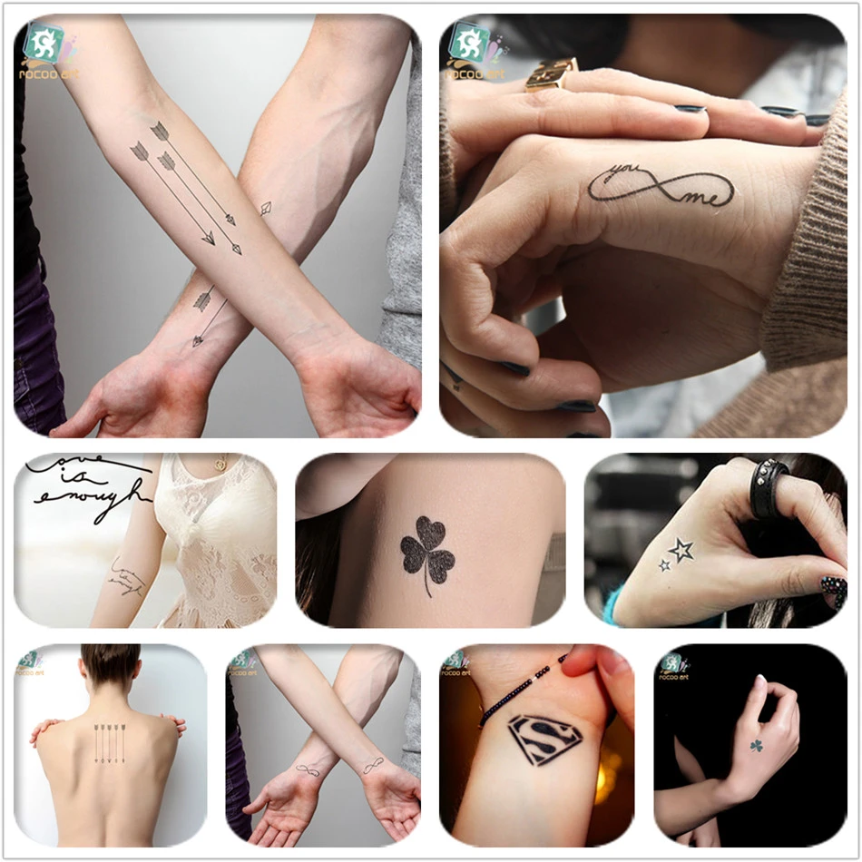 混合8 Sheetstattooデザイン黒タトゥー偽のボディ一時的な入れ墨アラブ手紙スター矢印猫インフィニティタトゥーデザイン Body Temporary Tattoos Infinity Tattootemporary Tattoo Aliexpress
