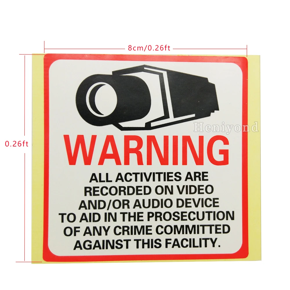 

4PCS Warning Sign Sticker 80mmx80mm Protection Premium CCTV Security Sticker Camera System Video Security Decals Posted