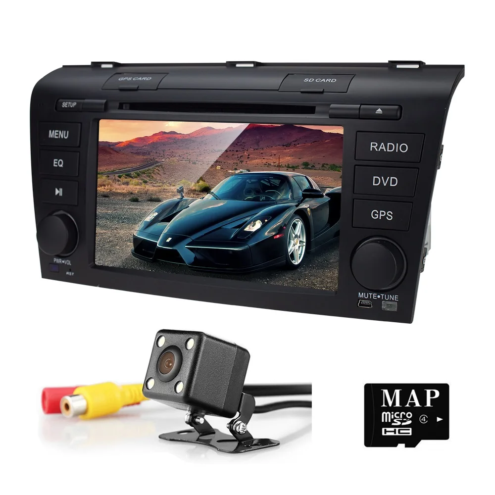 Clearance 7 "Double 2 Din Car DVD Player AutoRadio for Mazda 3 2004-2009 Head Unit with GPS Bluetooth, USB, CD, 3G Navigation Free Camera 3