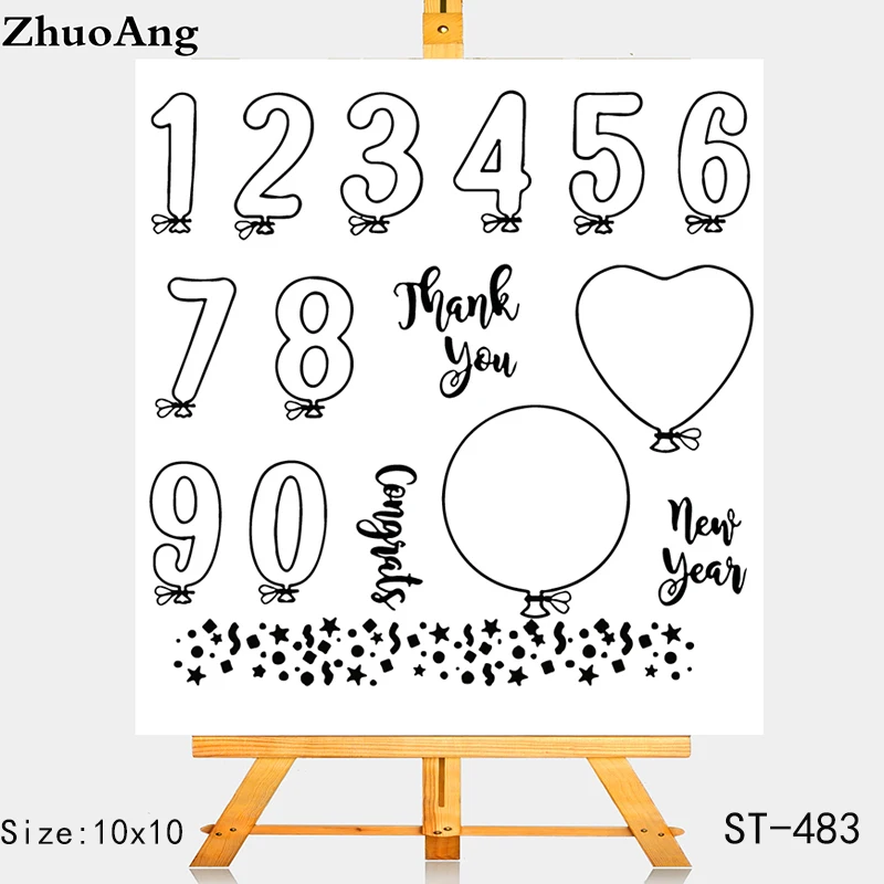 

ZhuoAng Numbers and balloons Transparent Clear Stamps / Silicone Seals for DIY scrapbooking photo album/Card Making