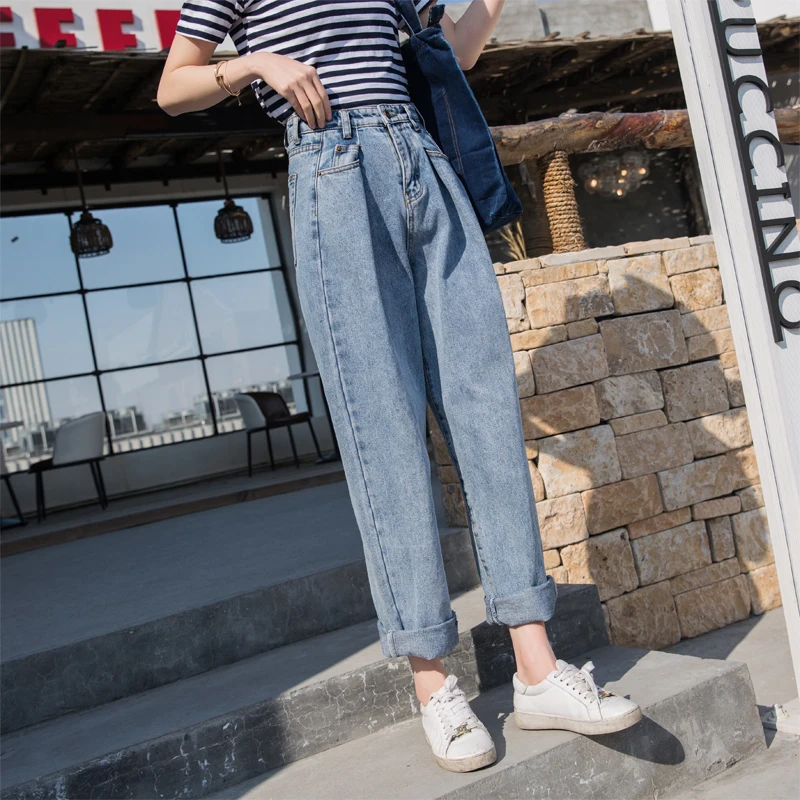 2018 Autumn Long Loose Vintage Woman Jeans Mom Bleached Casual Boyfriend Curl Denim Wide Leg Pants Oversize High Waist Jeans 2018 Autumn Long Loose Vintage Woman Jeans Mom Bleached Casual Boyfriend Curl Denim Wide Leg Pants Oversize High Waist Jeans