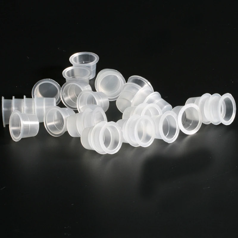 

100Pcs Plastic Microblading Tattoo Ink Cup Cap Pigment Clear Holder Container S/M/L Size For Needle Tip Grip Power Supply