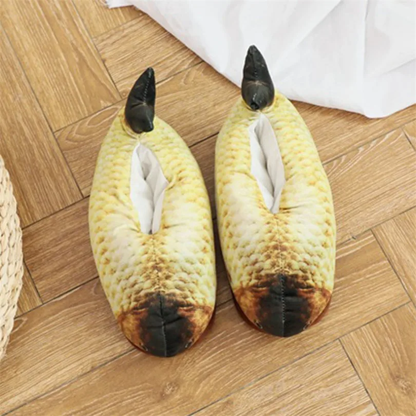 LIN KING/ дизайн; зимние домашние тапочки унисекс с рисунком рыбы; женская и мужская нескользящая обувь с хлопчатобумажными стельками; домашние тапочки без застежки