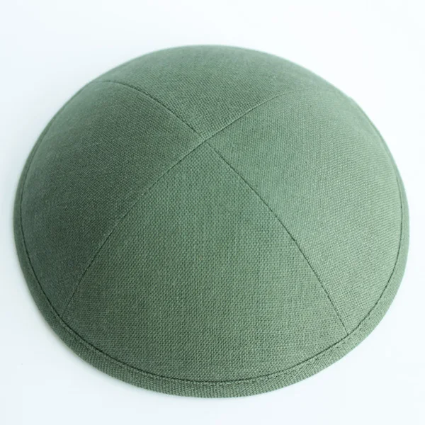 Льняные kippot еврейские Yarmulke Kippah Kippot 17 см Череп шапки для мероприятий с вышивкой - Цвет: Армейский зеленый