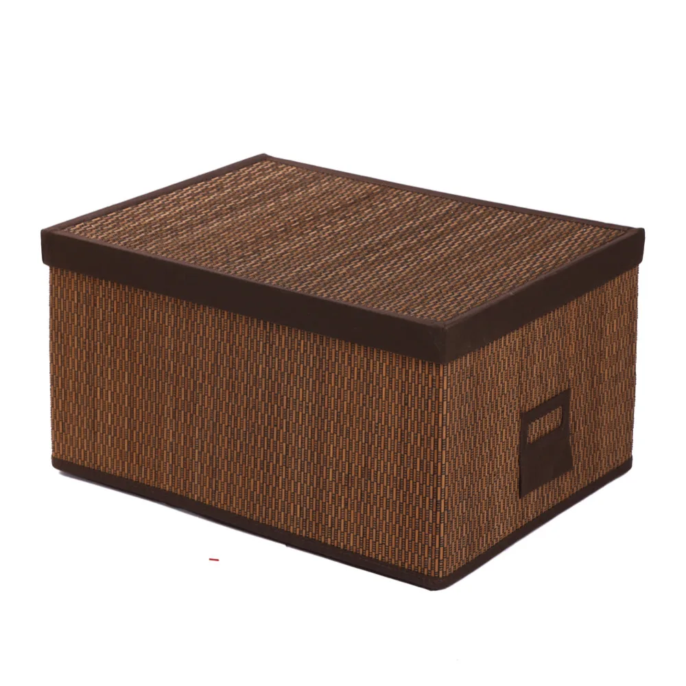 Bamboo Storage Baskets Bins with Lid Rectangular Clothing Neatening toy storage basket extra large Middle small organizador box