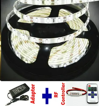 

5630SMD 5M 16FT 300LED waterproof IP65 nature white super bright LED Flexible Light Strip 60LED/M Super Bright+ Dimmer+adapter
