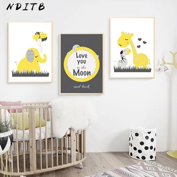 

Nursery Wall Art Canvas Poster Print Minimalist Painting Nordic Kids Decoration Pictures Baby Bedroom Decor Love You to the Moon