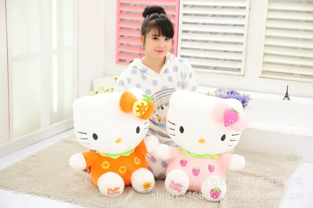

orange, strawberry fruit design hello kitty plush toy about 50cm soft throw pillow birthday gift w5338