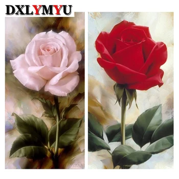 

3D Diamond Painting Cross Stitch Rose Floral Crystal Needlework Full Diamond Embroidery Mosaic Flower Decorative Painting
