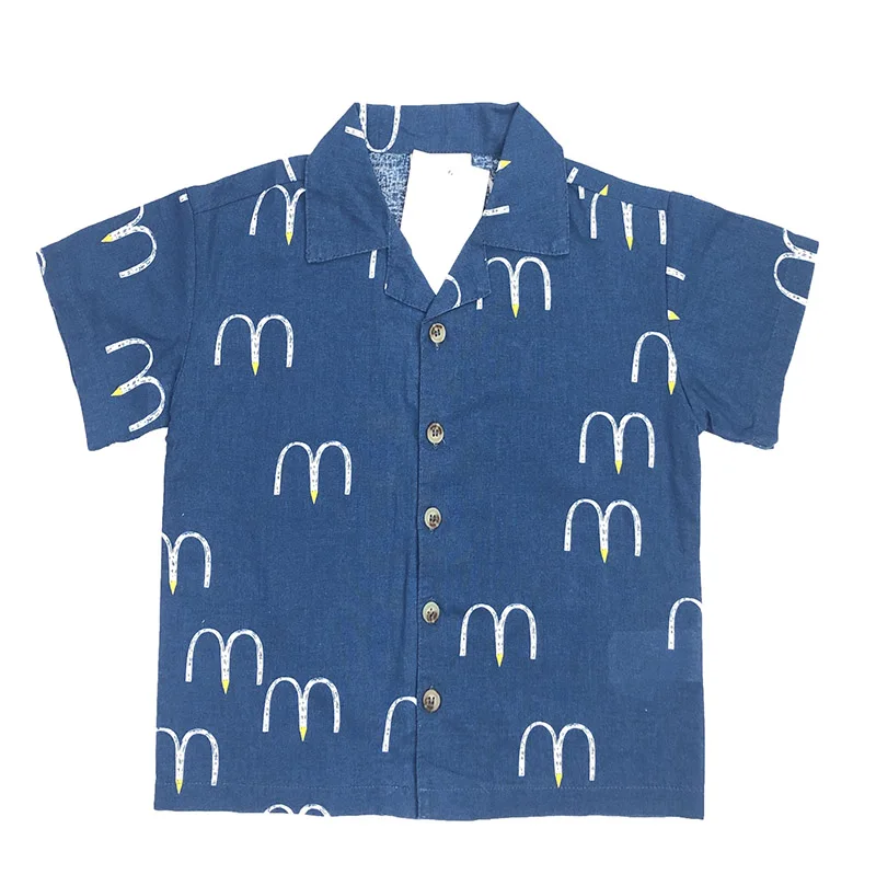 Детские рубашки; коллекция года; летние рубашки с короткими рукавами для мальчиков и девочек; новые модные хлопковые топы для маленьких детей; одежда - Цвет: letter