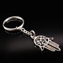 Hamsa-llavero de acero inoxidable para hombre y mujer, llaveros plateados, joyería de recuerdo, anahtarlik K6884S01