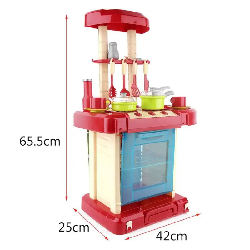 1 Набор портативный красный Электронный Детский кухонный игрушечный кухонный набор для приготовления пищи для мальчика