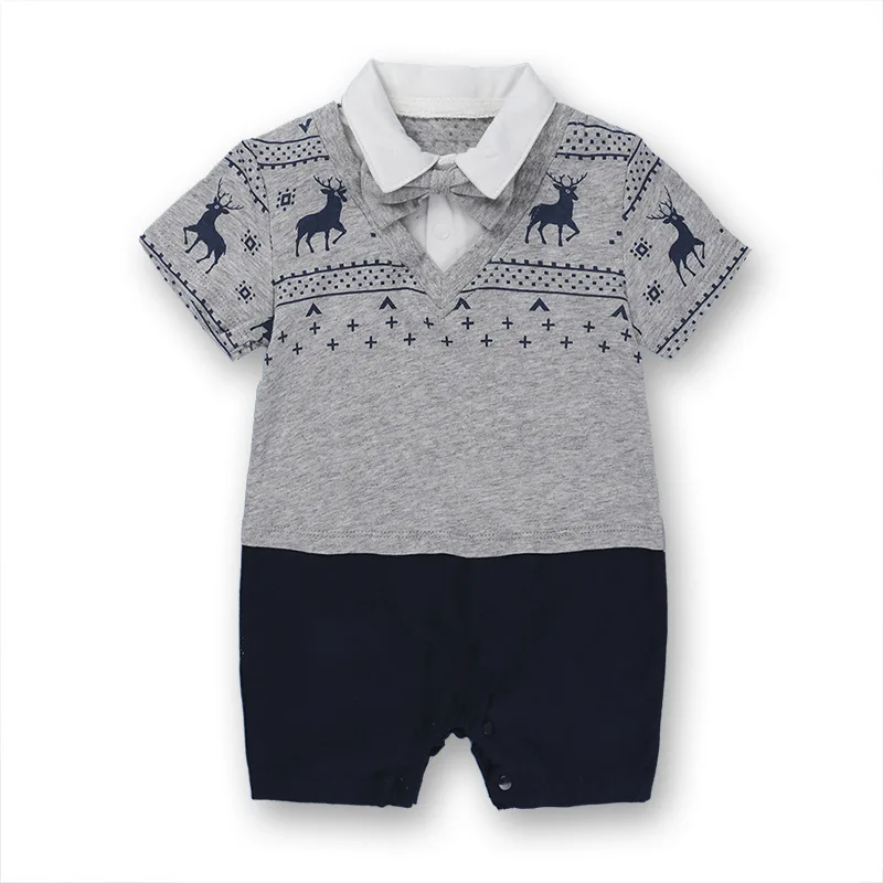 Одежда для новорожденных костюм летняя альпинистская одежда мужская одежда Детский хлопковый джентльменский комбинезон с коротким рукавом Одежда для мальчиков