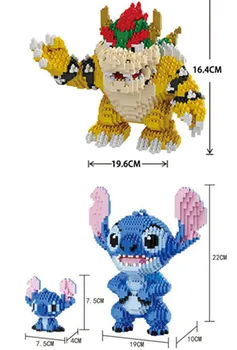 

Game Super Mariing Bowser Turtle stitch Animal 3D Model DIY Diamond Mini Building Blocks Bricks Toy 2300pcs