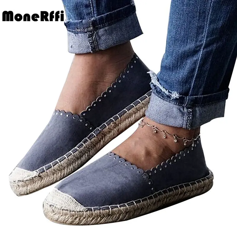 

MoneRffi Women Shallow Mouth Breathable Espadrilles Flats Solid Moccasins Female Flat Bottom Linen Cloth Non-slip Fisherman