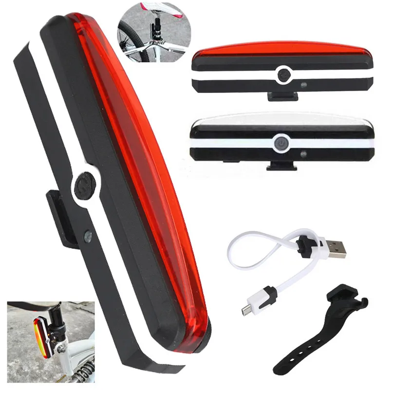NEW 2018 USB Rechargeable LED Bicycle Bike Cycling Front Rear Tail Light 6 Modes Lamp Set Free shipping Wholesale #2A27 (17)