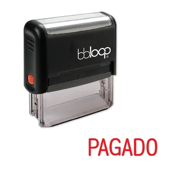 

BBloop Spanish Language "PAGADO" Self-Inking Stamp, Rectangular, Laser Engraved, RED