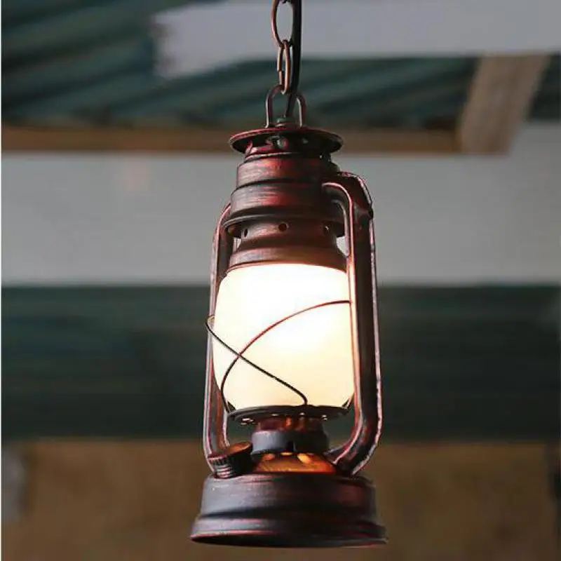 

Creative Chinese Vintage Retro Kerosene Lantern Iron Glass Led E27 Pendant Light For Cafe Bar Balcony Corridor Aisle 1127