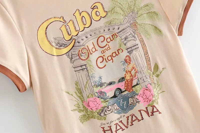 Летняя модная винтажная шикарная женская футболка с принтом кокосовой пальмы и коротким рукавом, женские топы, хлопковая футболка, camiseta feminina