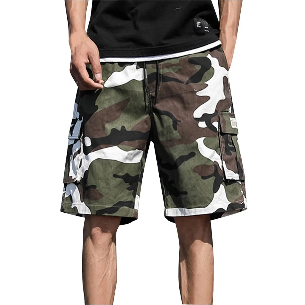 Men's Summer Fashion Simple Wild Outdoors Casual Camouflage Overalls Plus Size Sport Shorts Loose Mid Pants Calcoes casuais 50