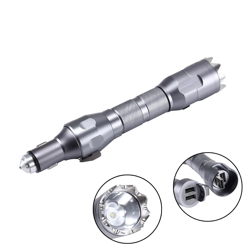 

LED Flashlight Multi-Function Hammer Seatbelt Cutter 2200mAh Power Bank Car Emergency Survival Kit ALI88