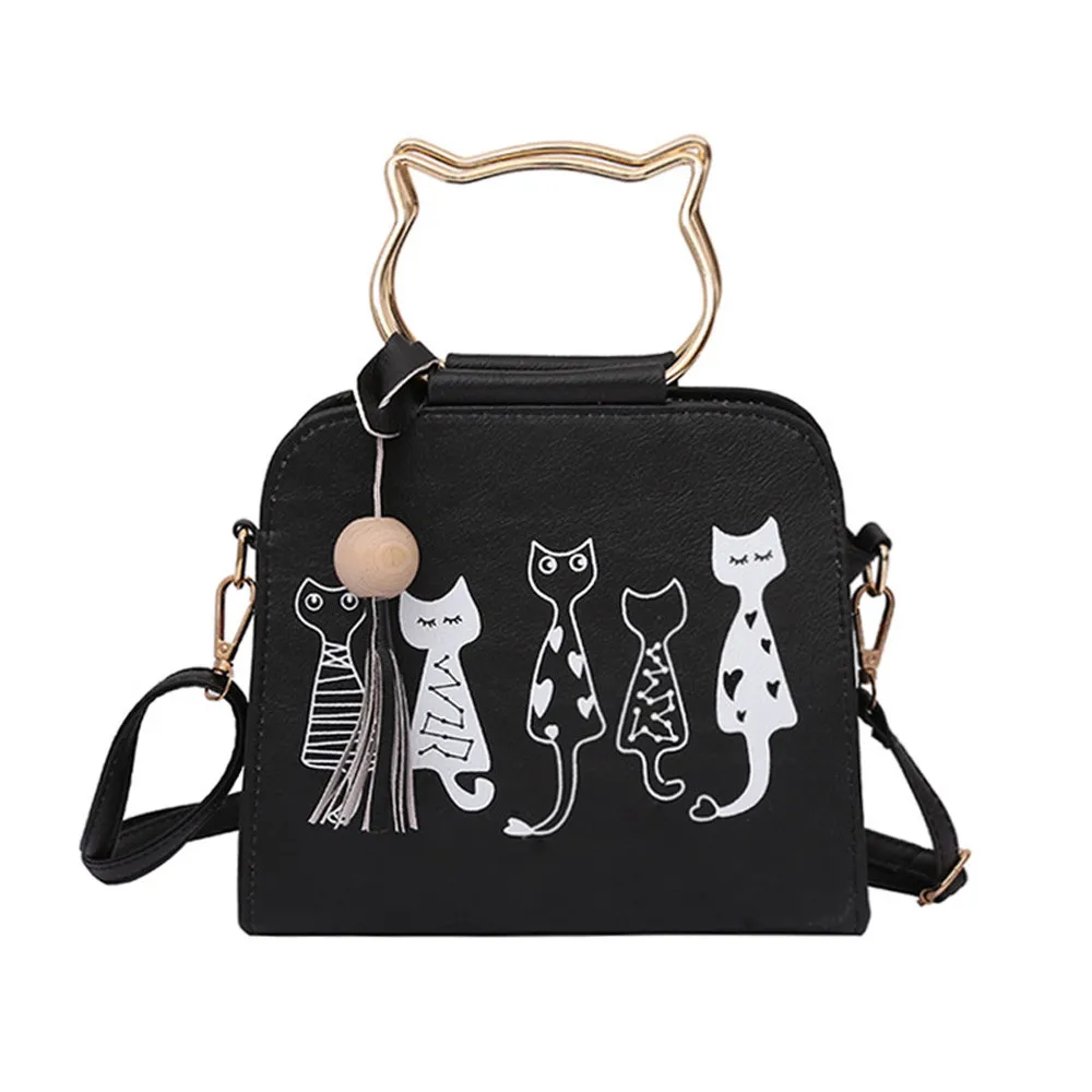 Aelicy, Новое поступление, женская кожаная сумка через плечо, сумка через плечо, женские сумки, сумки-мессенджеры с животными для девушек, высокое качество - Цвет: Черный