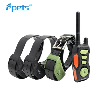 

Ipets 618-3 800 Meters Rechargeable and Waterproof 3 Dogs Training Shock Electric Collar with Remote and Vibrating