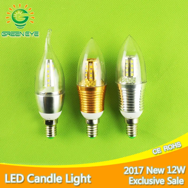 

E14 LED Bulb 7w 9w 12w LED Candle Lamp E14 Light 220V 240v Golden Silver Cool White Warm White Lumiere Lampara