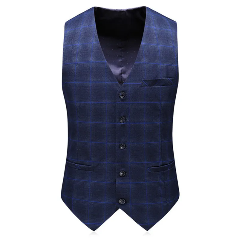 Men's suit men's plaid slim business casual suit three-piece suit (jacket + pants+vest ) wedding banquet formal dress