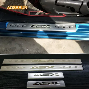 

AOSRRUN Freeshipping stainless steel door sill scuff plate car accessories For Mitsubishi AXS 2012 2013 2014 2015 2016 2017 2018
