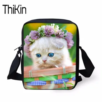 

THIKIN Casual Messenger Bag 3D Cat Printing Crossbody Bags for Children Boys Girls Top-handle Bags Handbag Mini Travel Tote