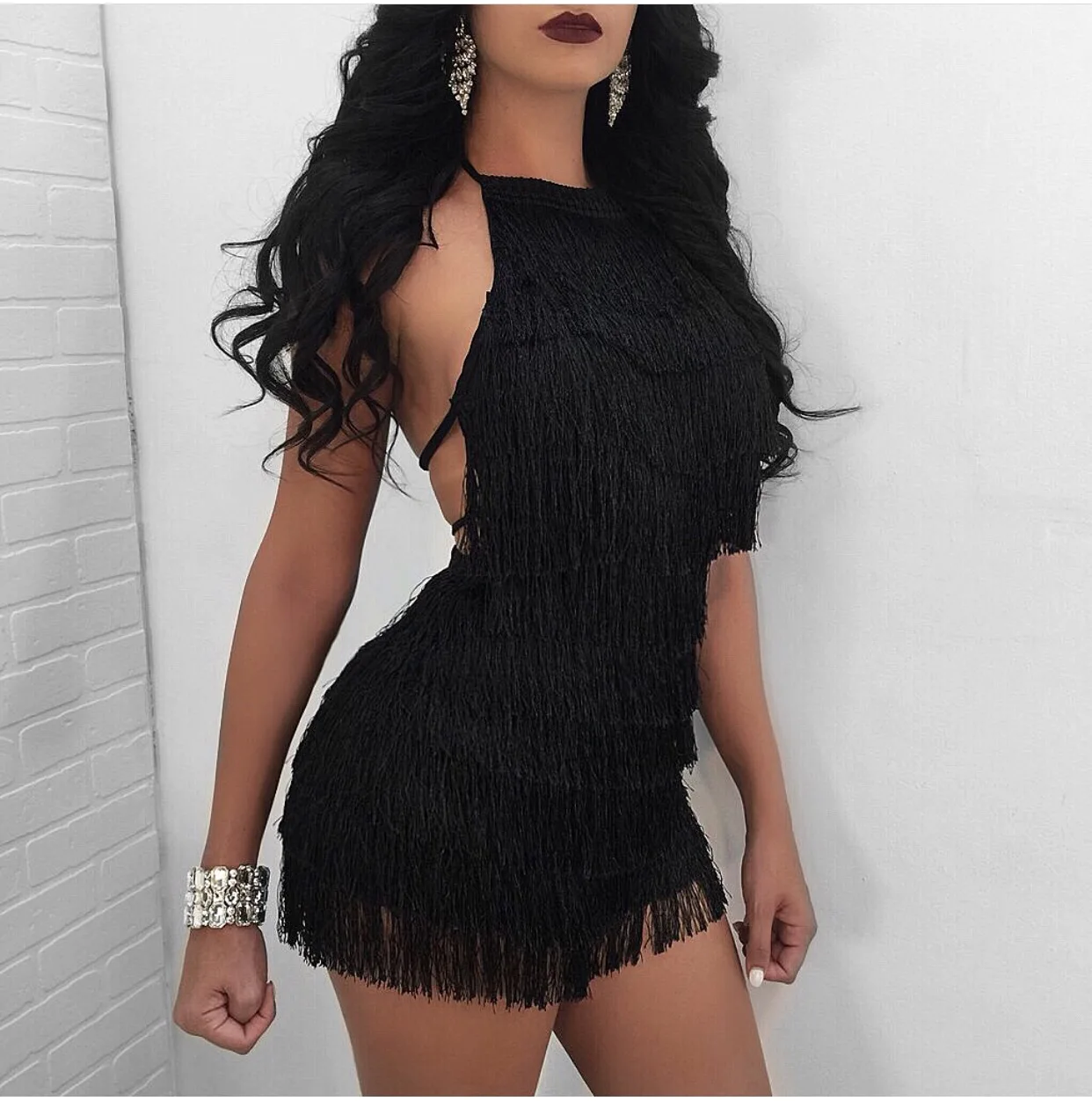 2019 الصلبة مثير جديد أزياء المرأة قصيرة أكمام شرابة الرسن Bodycon عيد الميلاد حزب الجملة رايون ضمادة البسيطة الورك اللباس