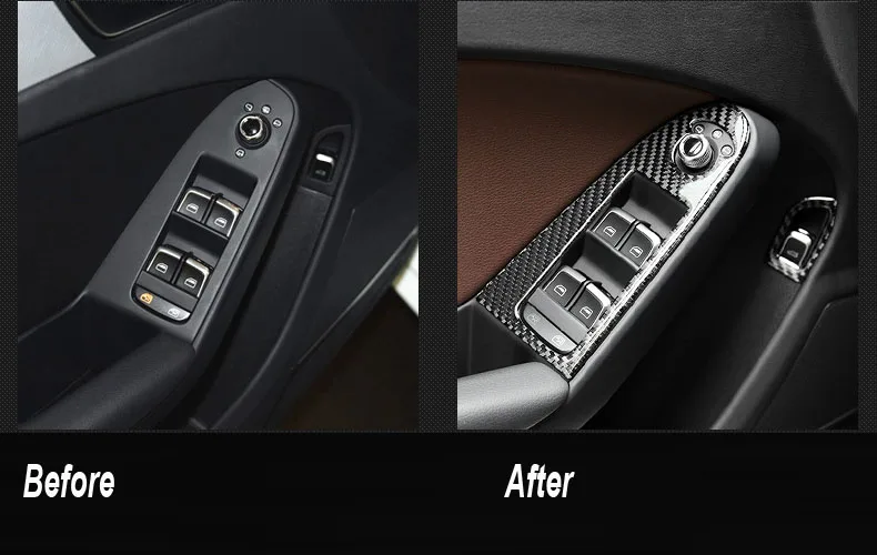 5 шт./лот Реальные углеродного волокна Sline окна автомобиля ручка интерьера наклейка для Audi A4/A5 4 двери может подходит только левый
