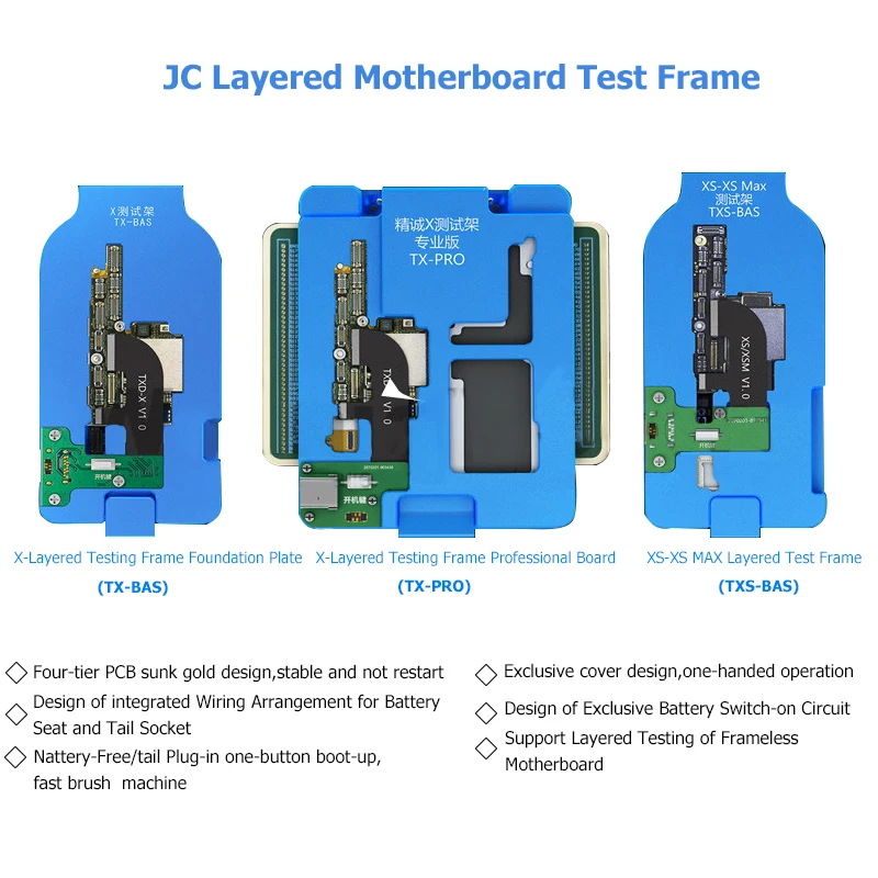 JC логическая плата слоистая Испытательная установка материнская плата слоистая тестовая подставка для iphone x xs инструмент для ремонта материнской платы