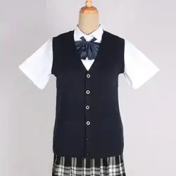 Японские девушки Колледж студенческий свитер жилет с v-образным вырезом школьная форма для японской средней школы вязаный кардиган жилет