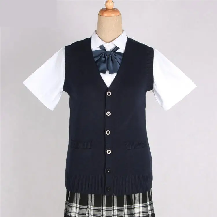 

japanese Girl College Students Sweater Waistcoat V-neck Jk Uniform Knitted Cardigan Vest Campus Spring And Autumn Daily Clothes