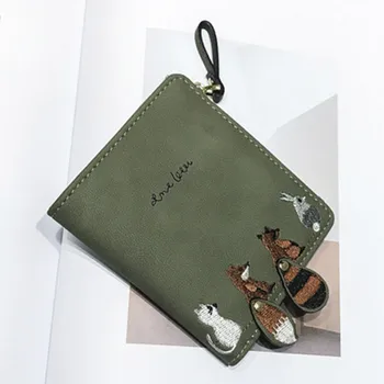 

Fashion Women Wallet Lovely Cartoon Animals Small Coin Zipper Purse Card Package Vintage Men Wallet PU Leather Short Wallet