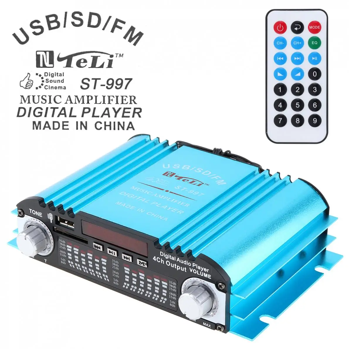 4CH прочный DC 12 V автомобильный аудио усилитель мощности fm радио плеер Поддержка SD /