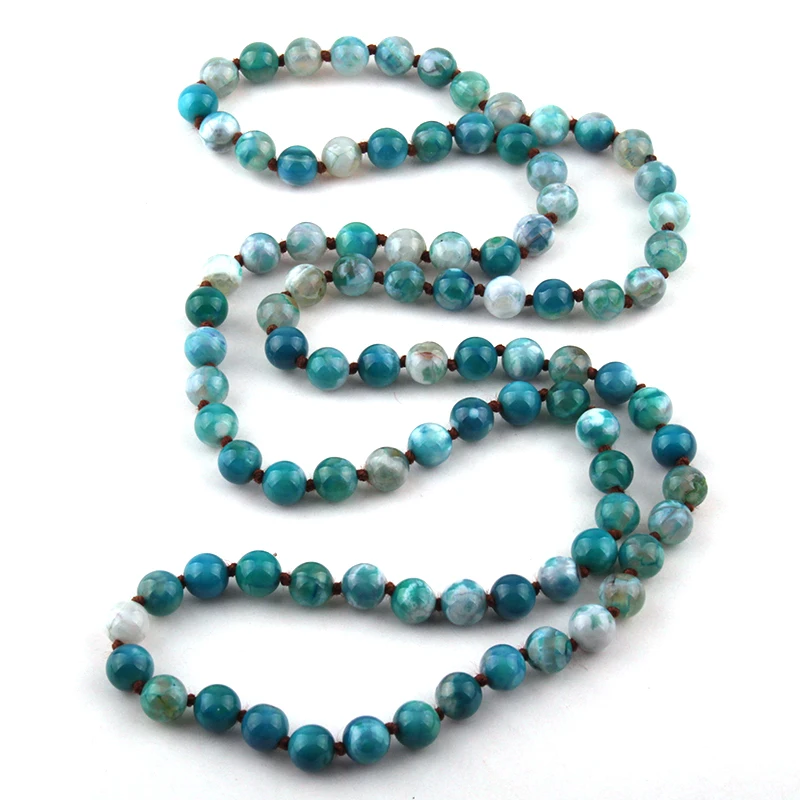 Модные полудрагоценные камни 8 цветов агата длинные завязанные бусы ожерелье