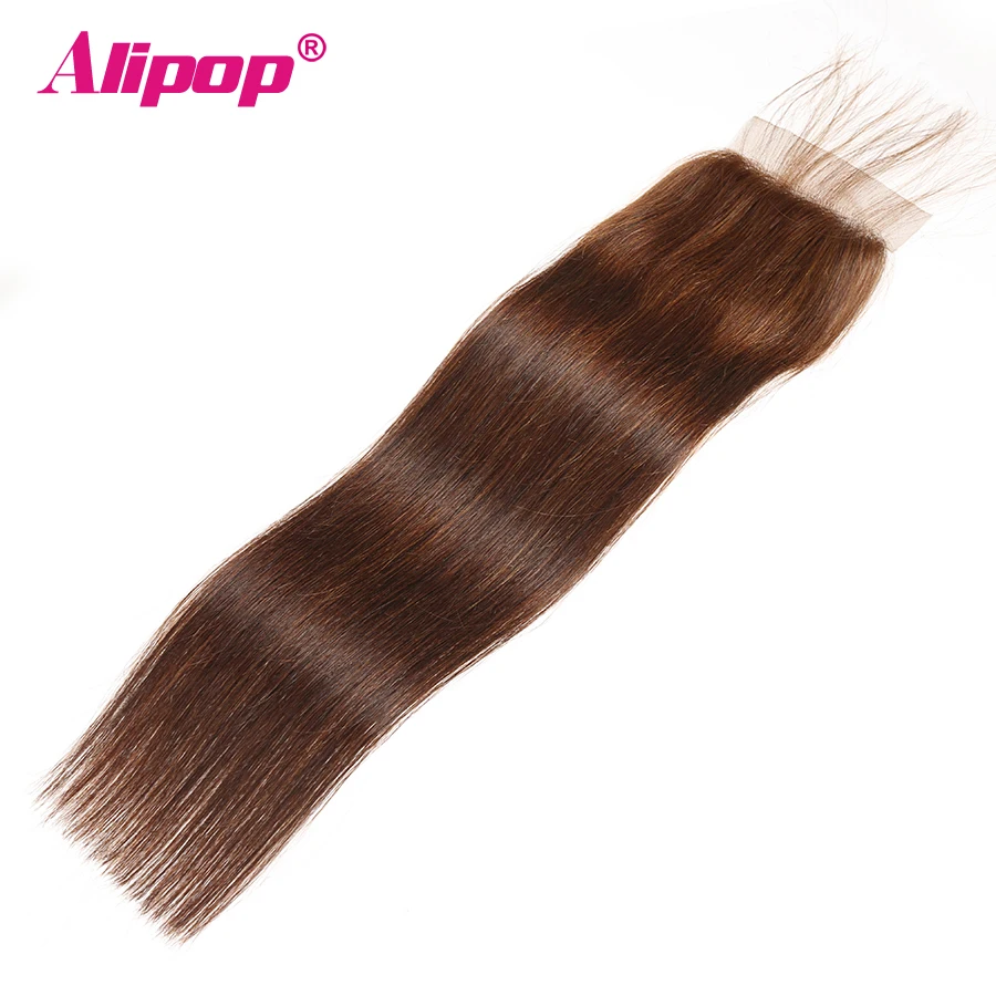 #2 Dark Brown Closure Colored Hair Brazilian Straight Closure With Baby Hair ALIPOP Non Remy Human Hair Closures 4x4 Swiss Lace (19)