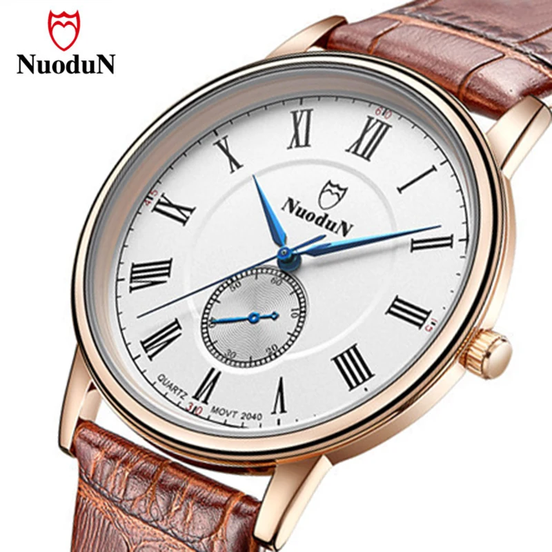 NuoduN Top Luxury Brand Women Watch Men Vintage Lovers Quartz Wristwatch Business Watches Clock Waterproof Relogio Masculino