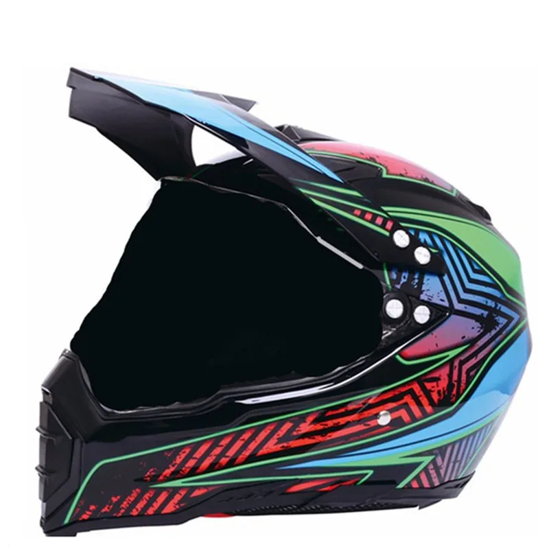 DOT взрослый шлем для Dirtbike ATV Мотокросс MX внедорожный мотоцикл уличный велосипед шлем для езды на снегоходе с козырьком(средний, глянцевый - Цвет: dark  lens