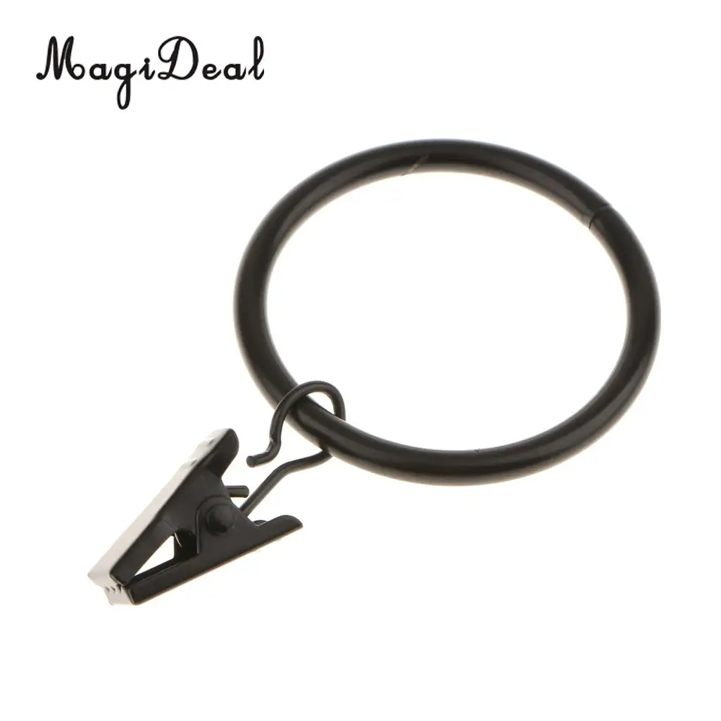  12-Pack Curtain Clip Rings Curtain Glider Hook with Clips for Door Panel Blinds Black