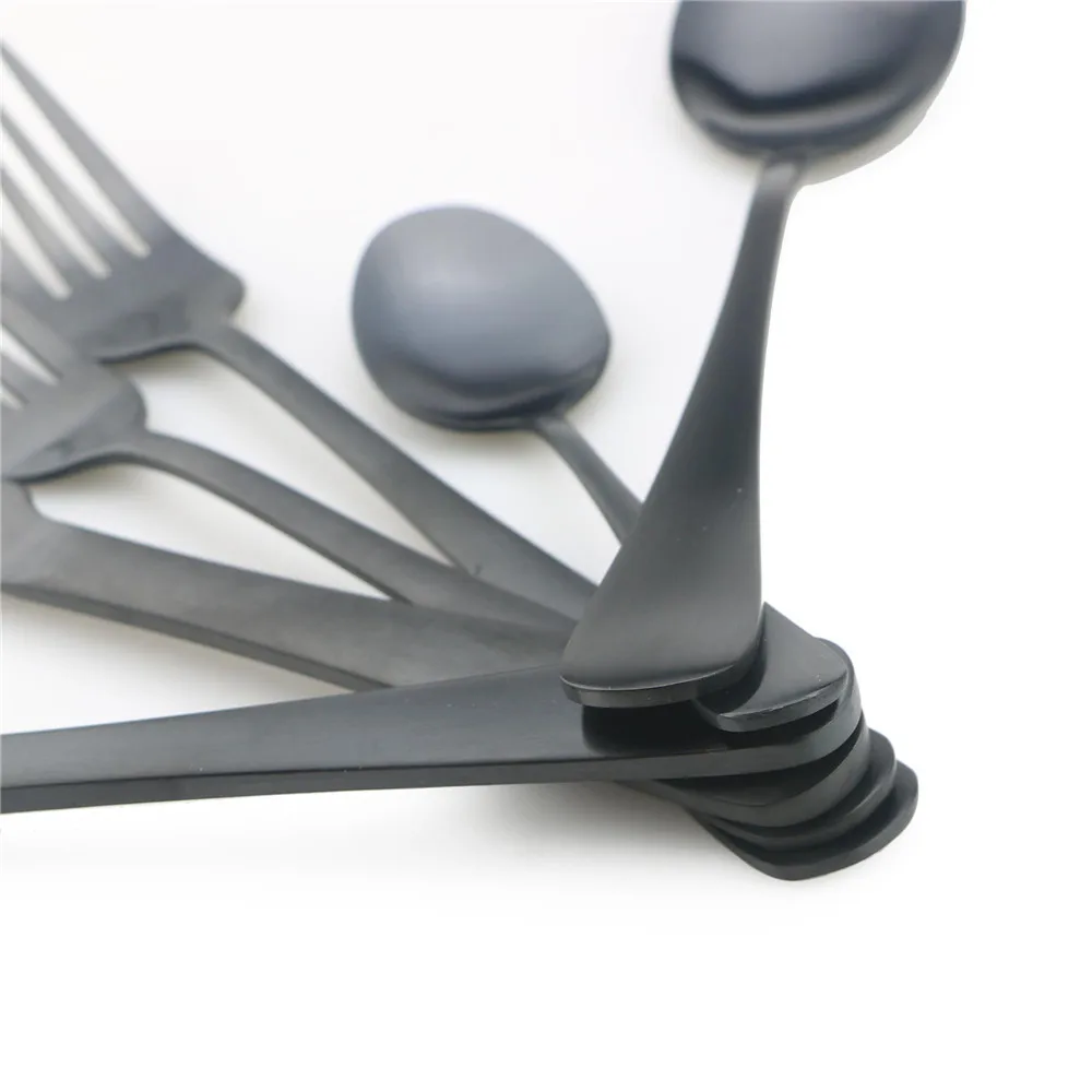 JANKNG 6 шт./компл. набор посуды Нержавеющая сталь матовый черный набор столовых приборов Ножи Винтаж вилки набор посуда тарелка Прямая