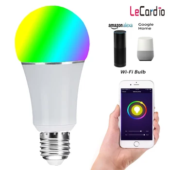 

E27 LED Wifi Light Bulb Multicolor Stage Lights Dimmable Smart Home Light Bulb Compatible Alexa Google Assistant Voice Control