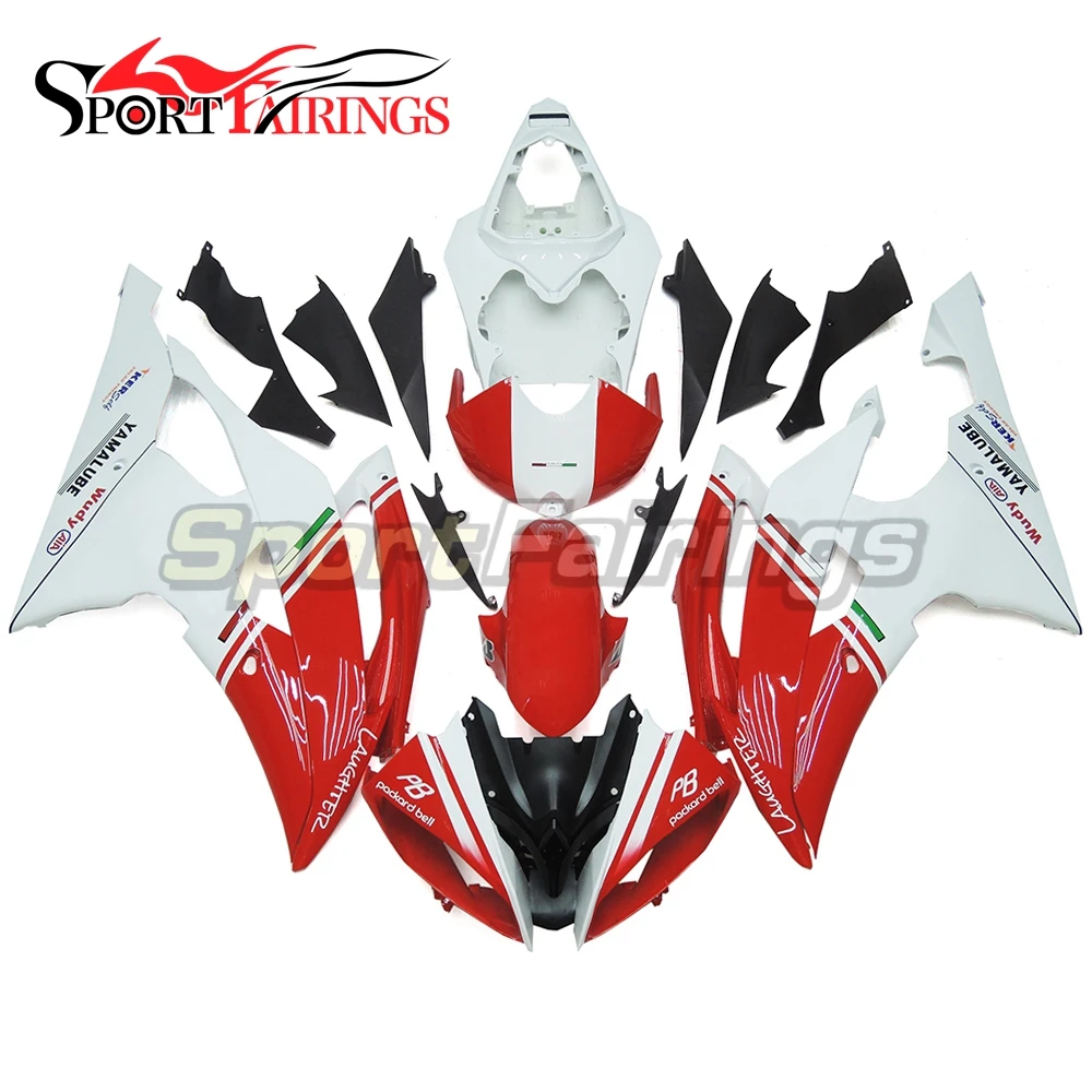 Plastic White Red Bodywork Fairing Fit for Yamaha 2009 2010 2011 YZF R1 Injection Mold ABS New Aftermarket Bodyframe Kit Set 09 10 11
