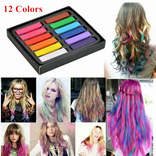 12 Color Hair Dye Easy Temporary Colors Non toxic Hair Chalk Soft