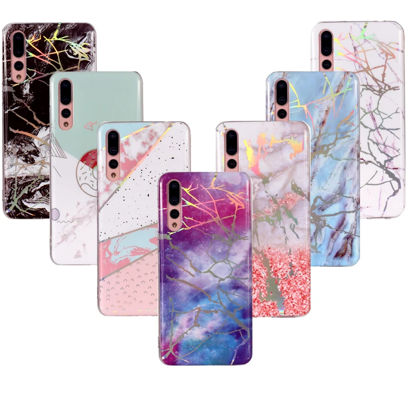 

Soft Plating Phone Cases For Huawei P20 Pro Case Shiny Laser Marble Cover For Huawei P20Pro Case Capa Coque P20 Plus P20+
